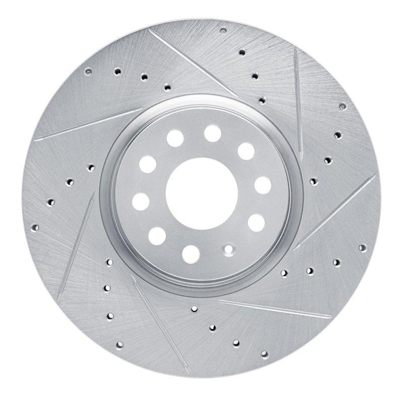 Volkswagen Atlas Brake Rotor (1) - Front Right - R1 Concepts - Drilled & Slotted - Silver - `18-`25